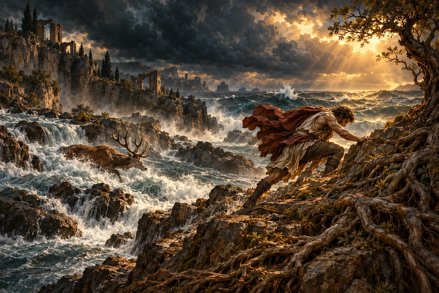 Radici, animale, uomo e mare compongono un movimento che non trova quiete. Il ritmo comune evoca il tendere impersonale della Volontà: non raffigura un fluido fisico né attribuisce coscienza a tutta la natura.