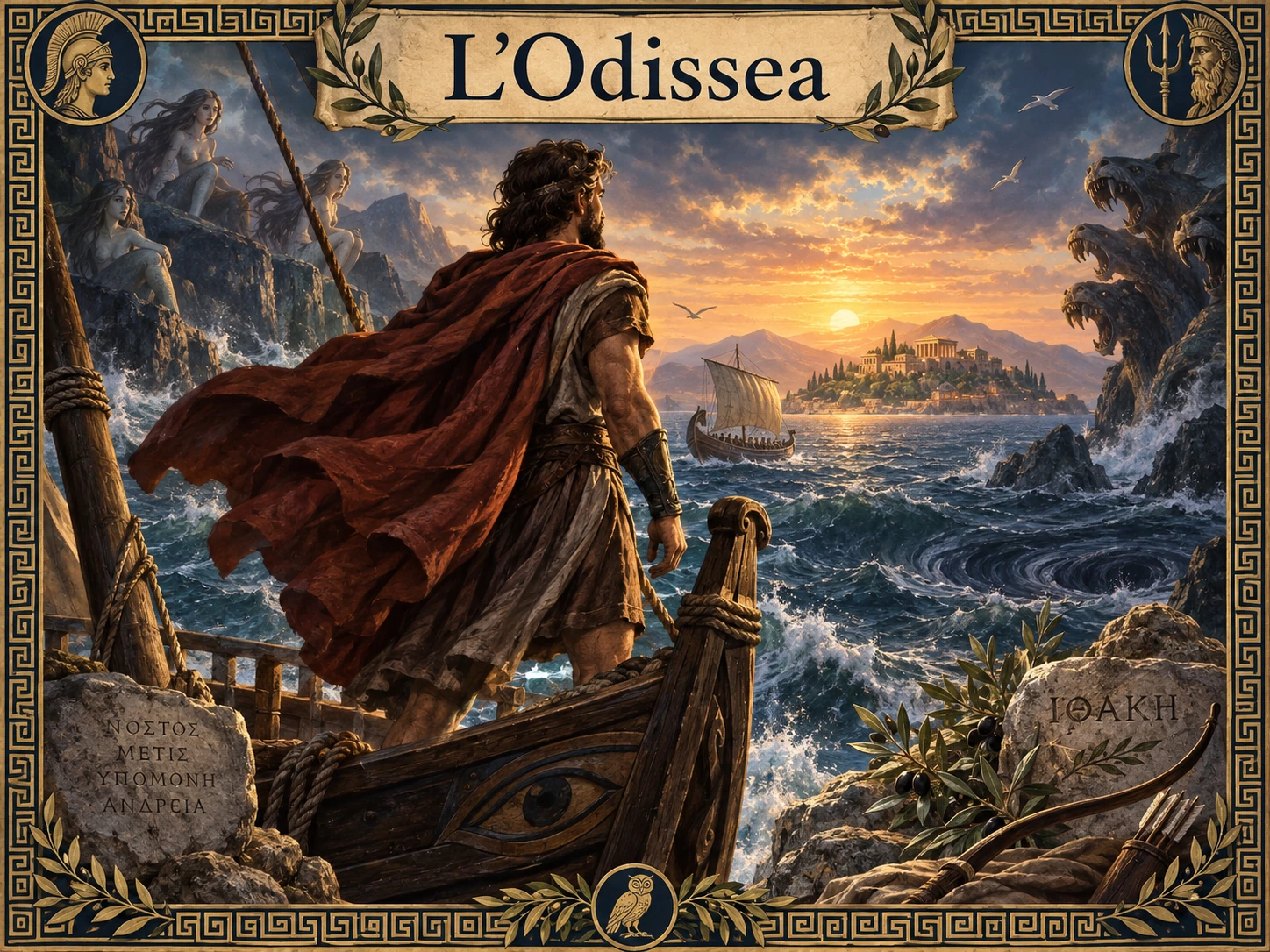 Odisseo guarda il mare e le terre del suo viaggio